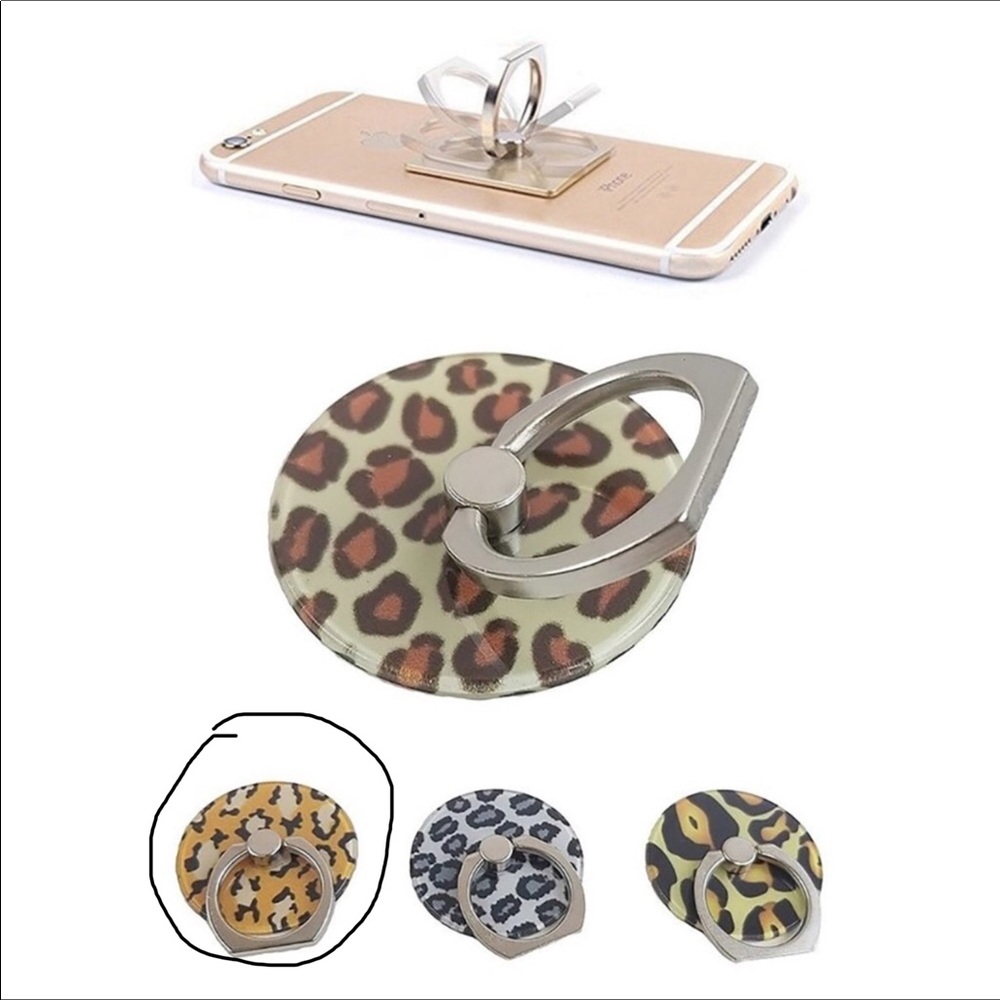 👍Orange/black animal print phone ring kickstand👍